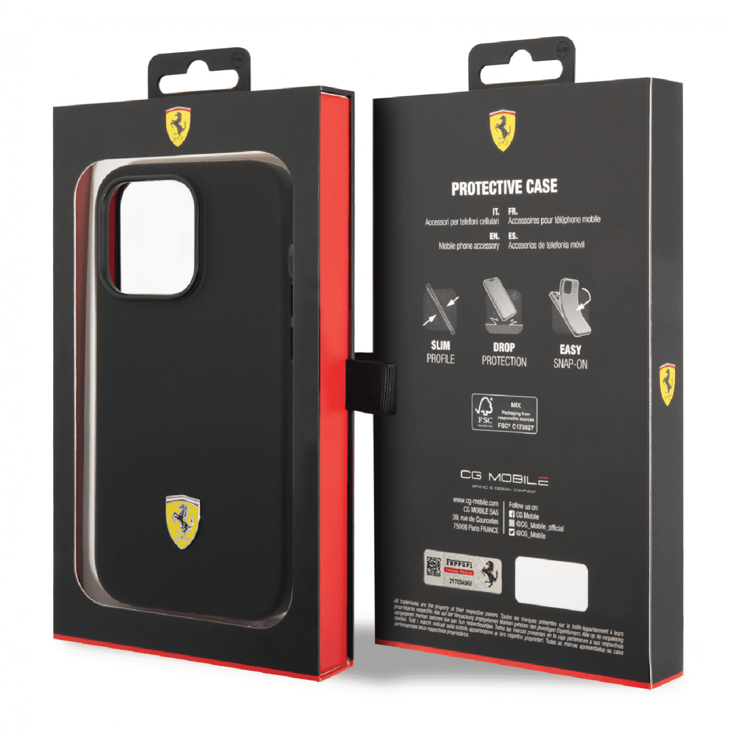 كفر ايفون 14 برو سيلكون فيراري أسود Ferrari Liquid Silicone Case With Camera Outline - cG9zdDoxMzY4MjY0