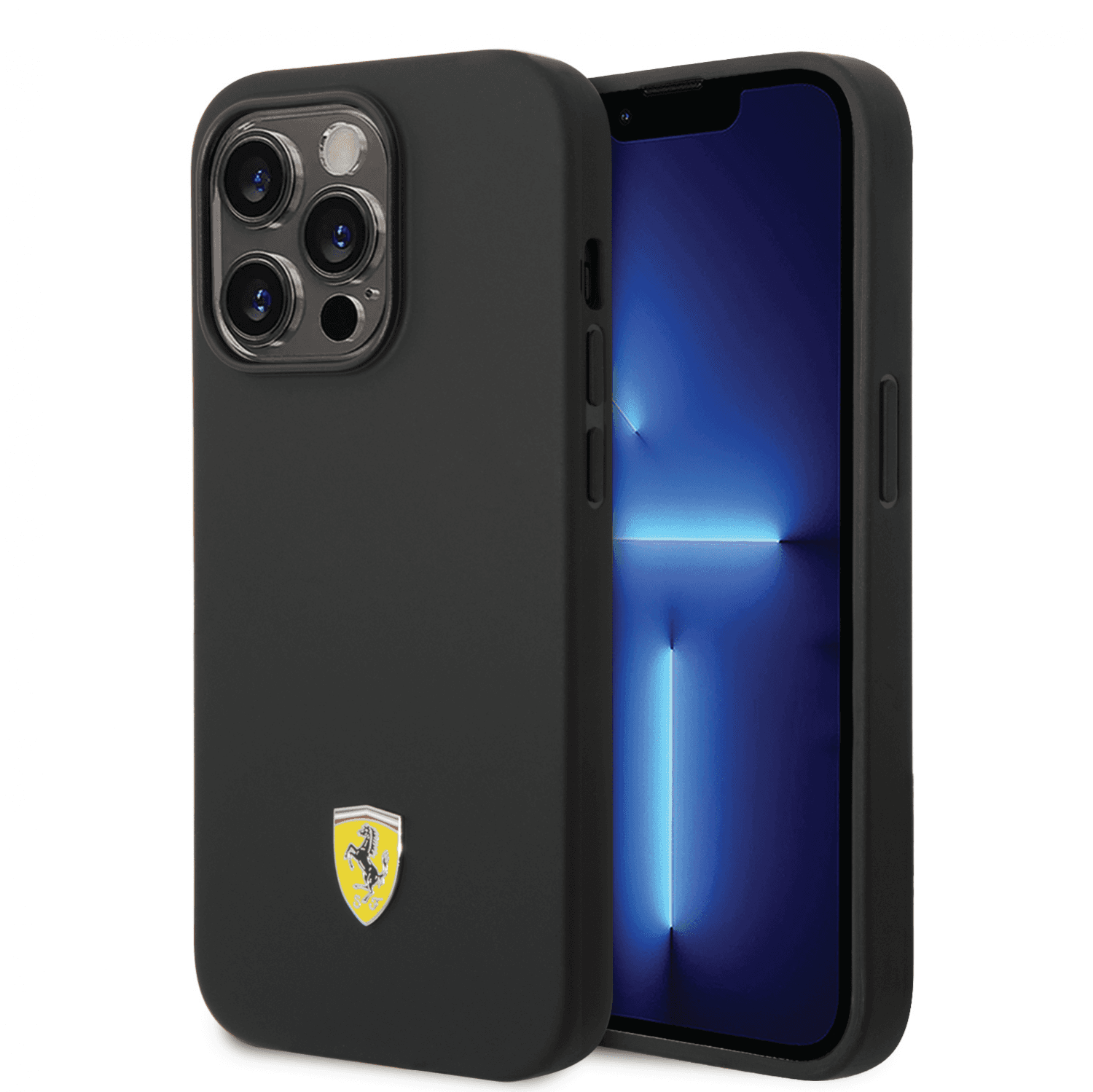 كفر ايفون 14 برو سيلكون فيراري أسود Ferrari Liquid Silicone Case With Camera Outline - cG9zdDoxMzY4MjY2