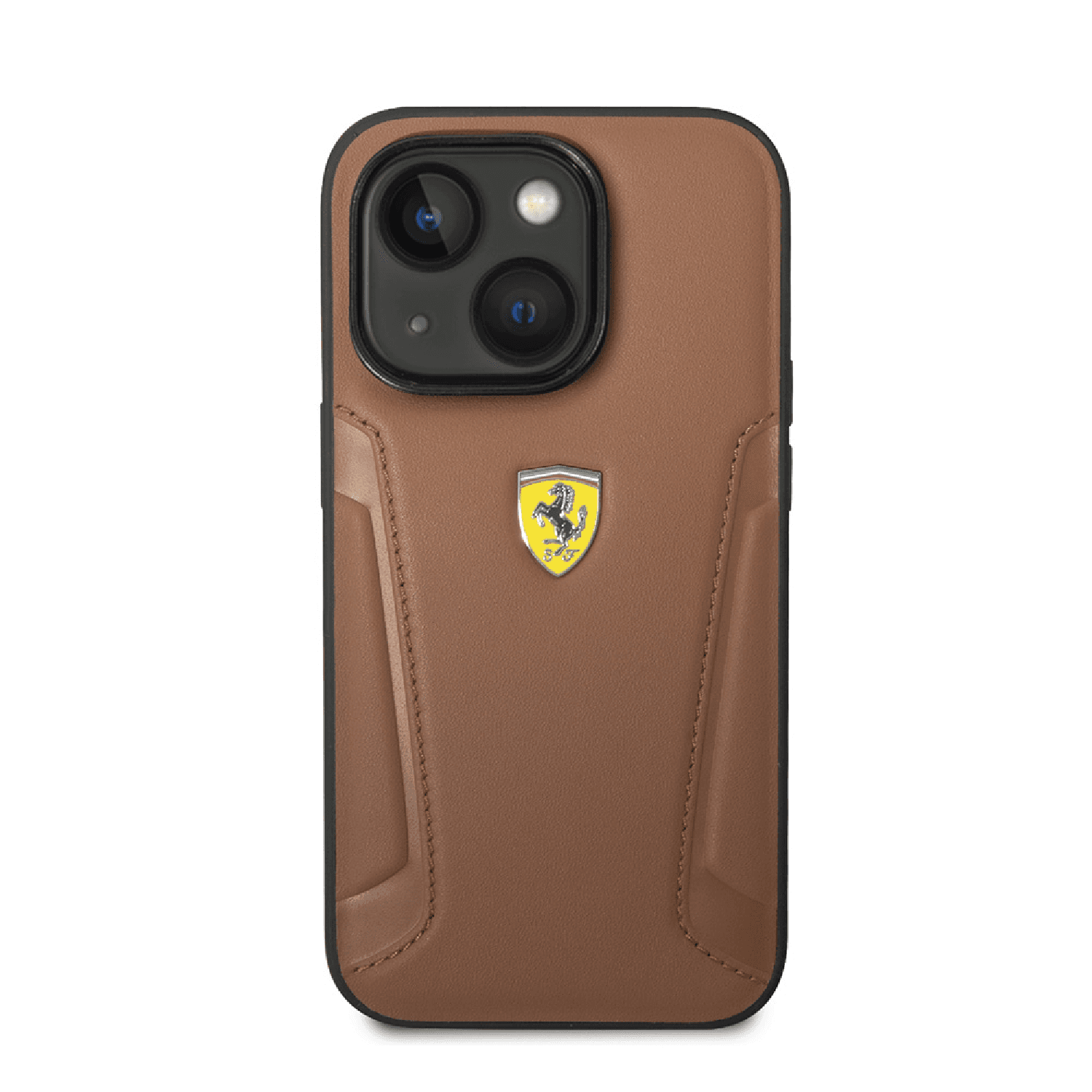 كفر ايفون 14 بلس جلد فيراري بني Ferrari Leather Case With Hot Stamped Sides - cG9zdDoxMzY5Nzk1
