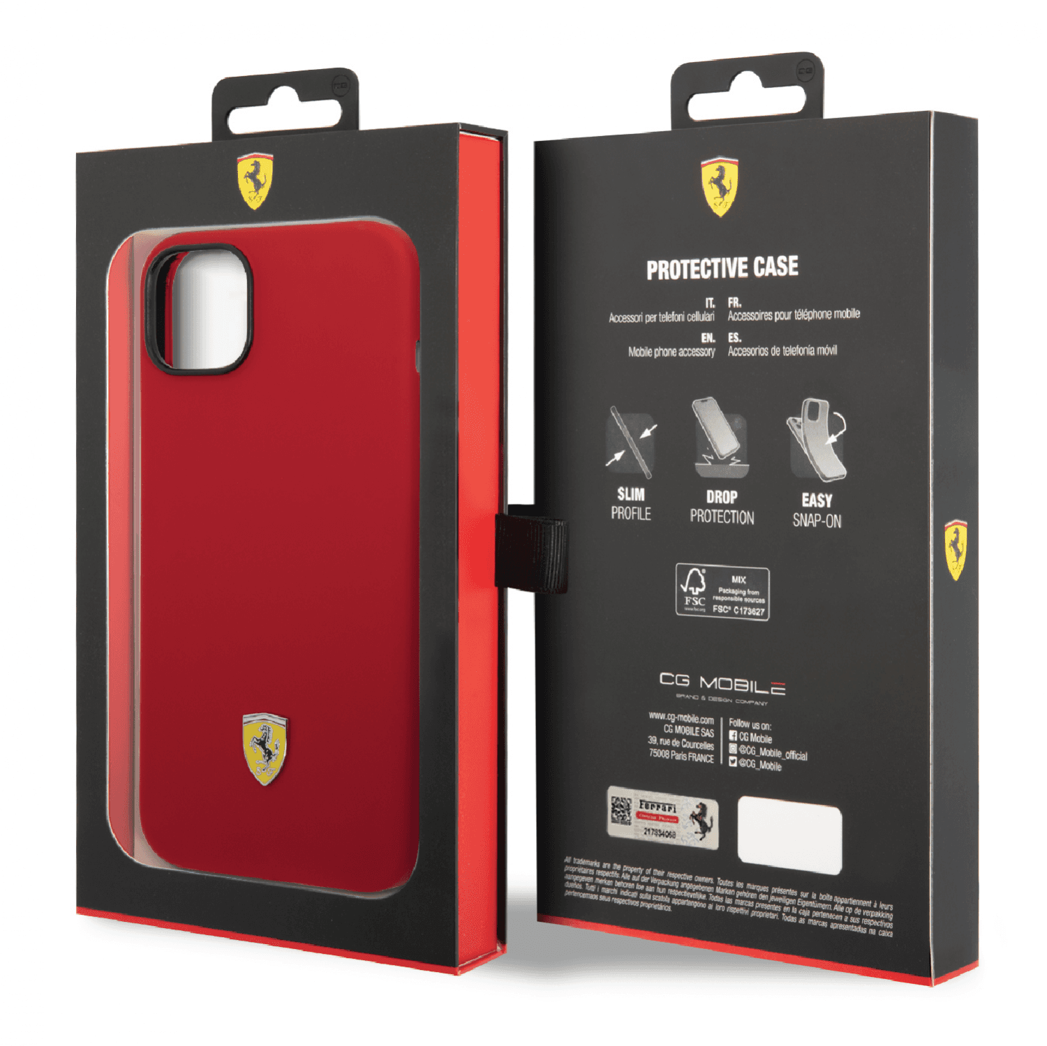 كفر ايفون 14 بلس سيلكون فيراري أحمر Ferrari Liquid Silicone Case With Camera Outline - cG9zdDoxMzcwMDI5
