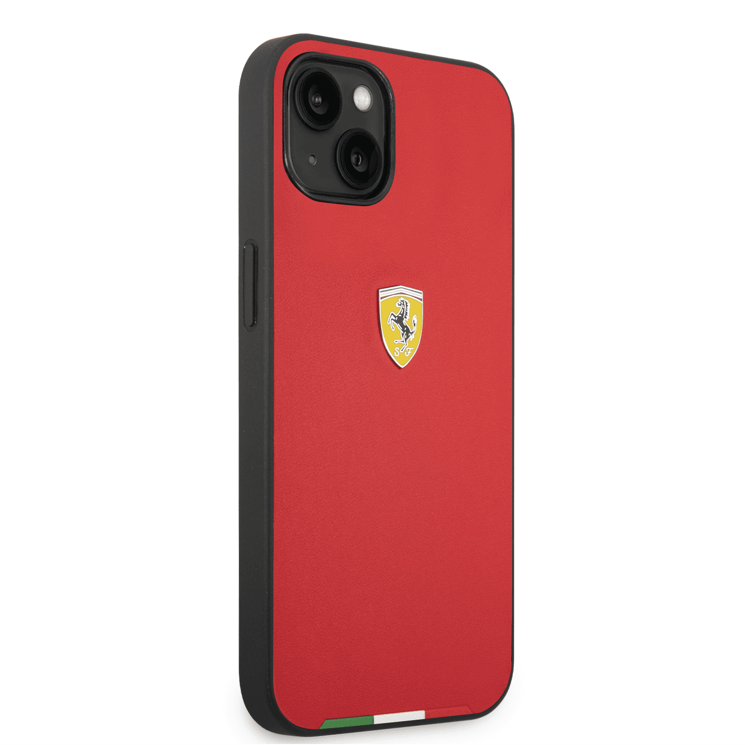 كفر ايفون 14 بلس صلب بولي يوثرين فيراري علم إيطاليا أحمر Ferrari Hard Case PU Carbon Effect & Italian Flag Line - cG9zdDoxMzY5NjM3