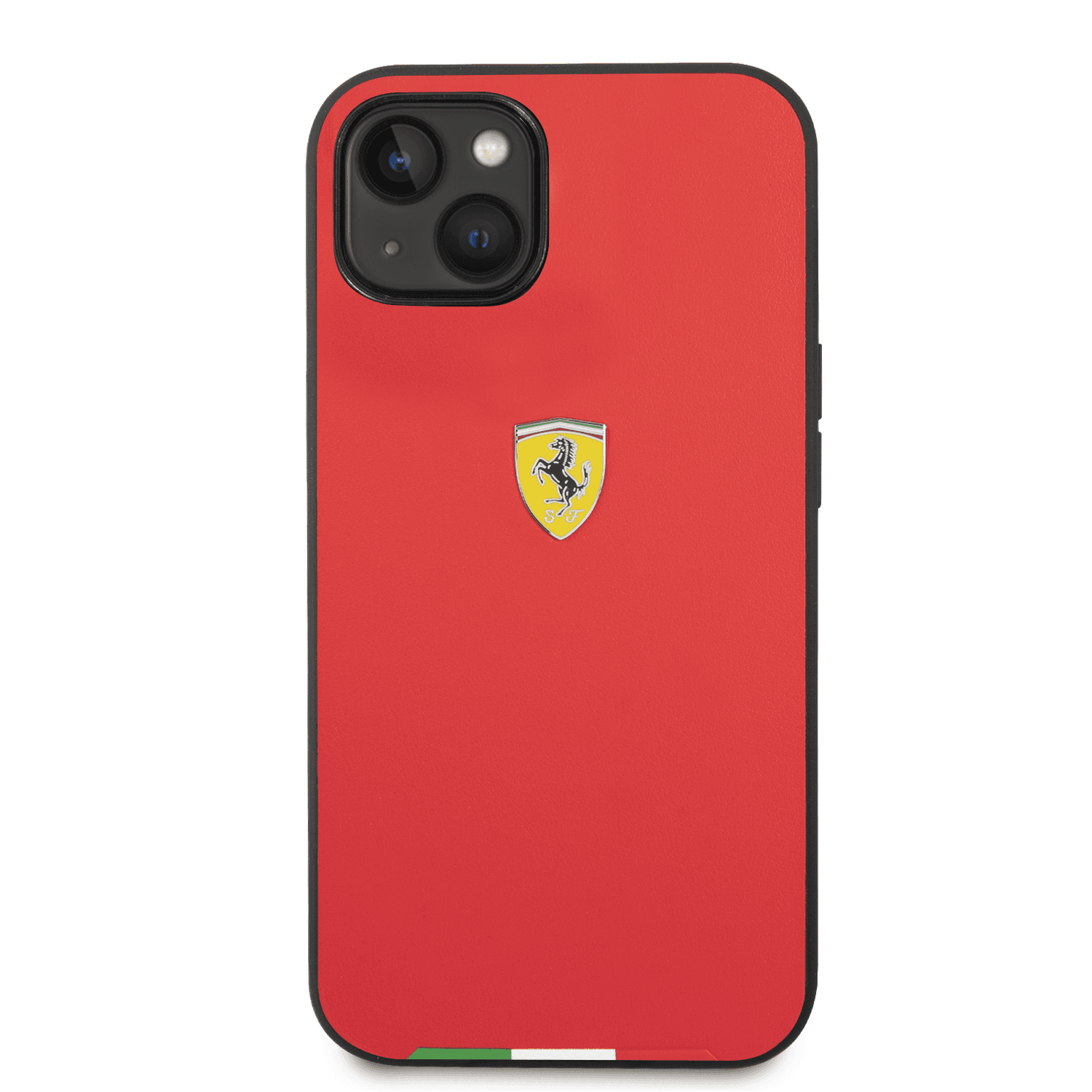 كفر ايفون 14 بلس صلب بولي يوثرين فيراري علم إيطاليا أحمر Ferrari Hard Case PU Carbon Effect & Italian Flag Line - cG9zdDoxMzY5NjQ3