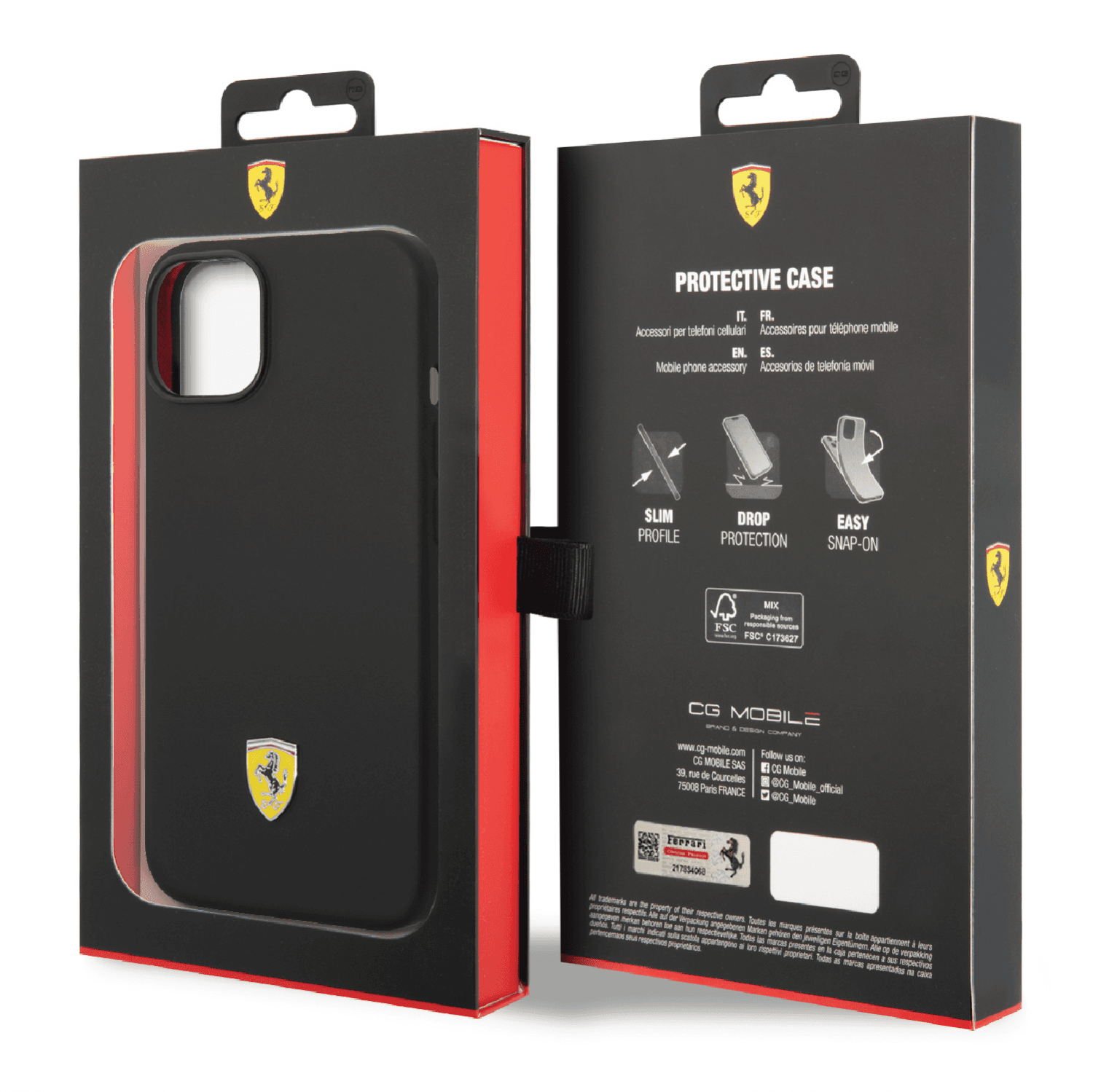 كفر ايفون 14 سيلكون فيراري أسود Ferrari Liquid Silicone Case With Camera Outline - cG9zdDoxMzY3ODg1