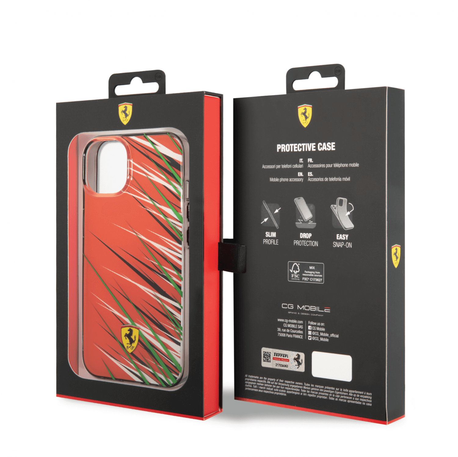 كفر ايفون 14 بولي كربون وسيلكون طباعة مزدوجة فيراري أحمر Ferrari PC/TPU Case With Double Layer Grass Print - cG9zdDoxMzY3OTI4