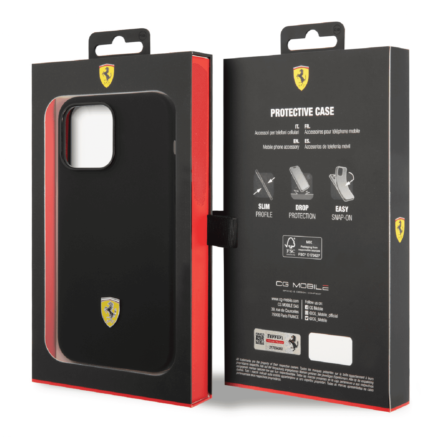كفر ايفون 14 برو ماكس سيلكون فيراري أسود Ferrari Liquid Silicone Case With Camera Outline - cG9zdDoxMzY5Mjg3