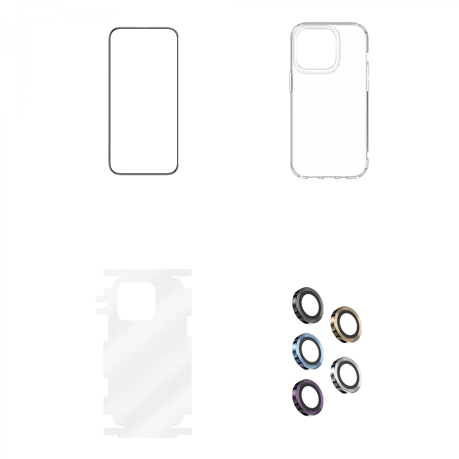 بكج حماية ايفون 14 برو ماكس أسود جرين Green 4 in 1 360° HD Protection Pack for iPhone 14 Pro Max Black - cG9zdDoxMzc3MzU4