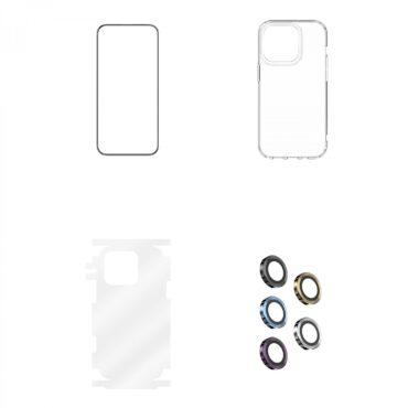 بكج حماية ايفون 14 برو ماكس ذهبي جرين Green 4 in 1 360° HD Protection Pack for iPhone 14 Pro Max Gold