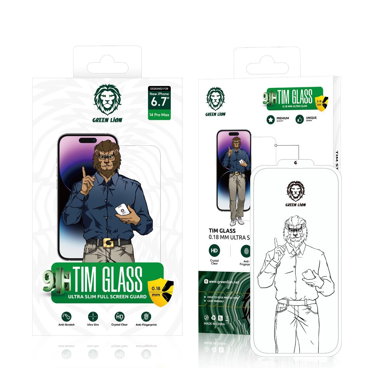 لاصقة حماية شاشة ايفون 14 Plus / 13 Pro Max زجاجية جرين Green Lion 9H Tim Glass Ultra-Slim Full Screen Guard for iPhone 14 Plus / 13 Pro Max Clear - cG9zdDoxMzgwNzI4