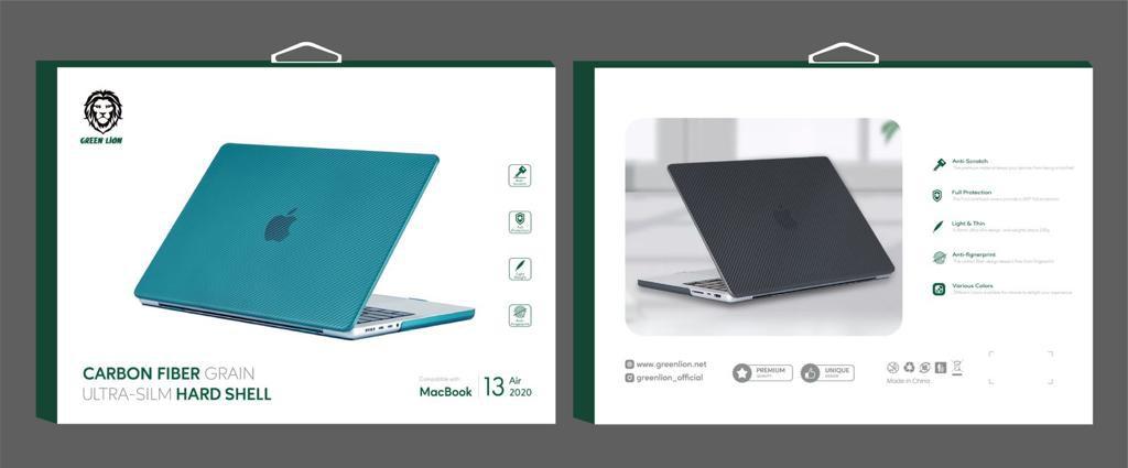 كفر لاب توب متوافق مع ماك بوك برو 13 كربون أزرق جرين Green Carbon Fiber Grain Ultra-Slim Hard Shell Case for Macbook Pro 13" 2020 Cyan - cG9zdDoxMzcwMzgz