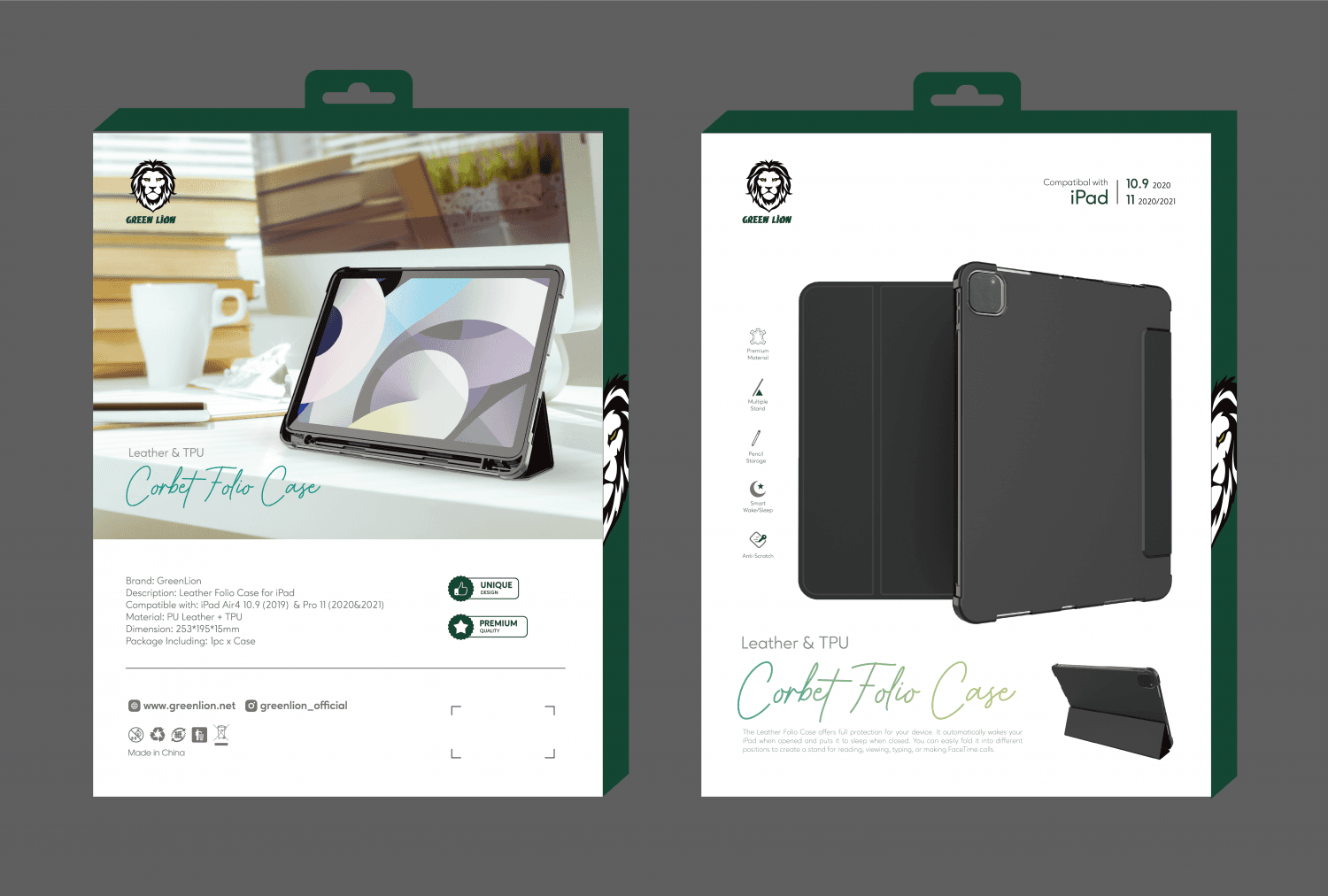جراب ايباد 10 جلد أسود جرين ليون Green Lion Corbet Leather Folio Case for iPad 12.9" 2021 Black - cG9zdDoxMzcxMjY5