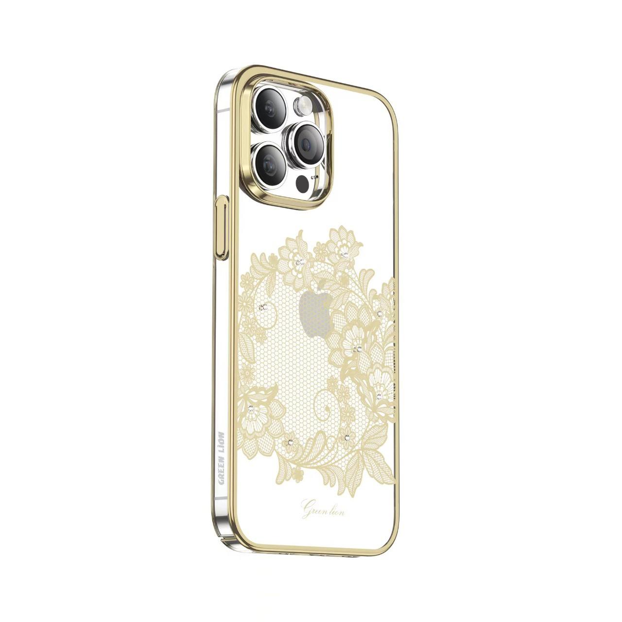 كفر ايفون 13 برو ماكس ذهبي غرين Green Lion Nature 2 Butterfly Case for iPhone 14 Pro Max Gold - cG9zdDoxMzc3NTM4