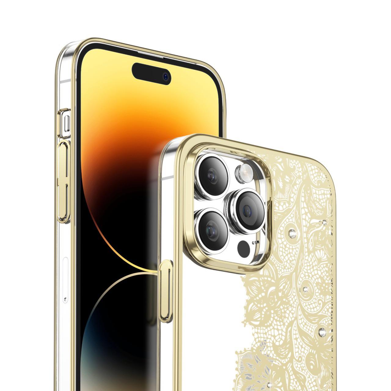 كفر ايفون 14 برو ماكس ذهبي غرين Green Lion Nature 2 Garland Case for iPhone 14 Pro Max Gold - cG9zdDoxMzc2OTk0
