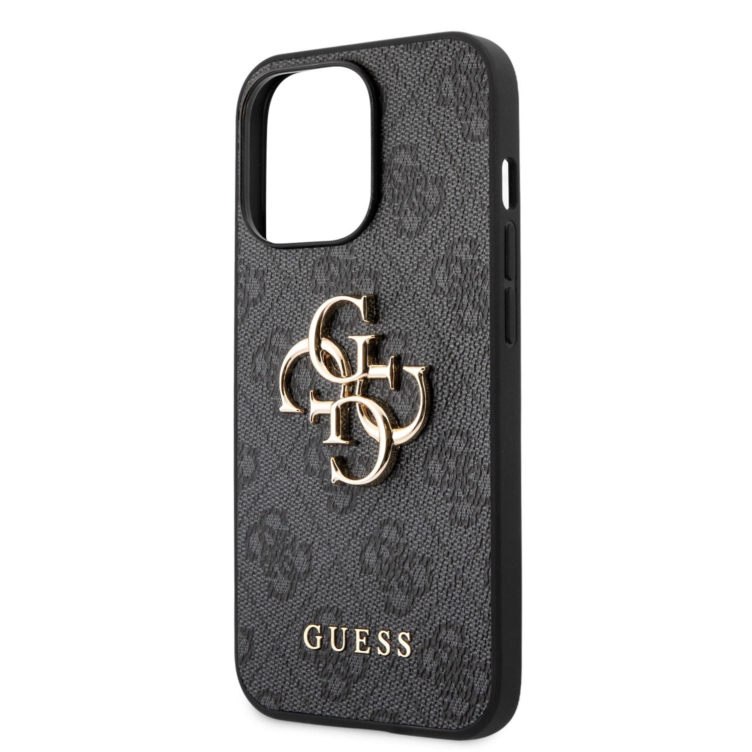 كفر ايفون 13 برو رمادي جيس Guess PU Leather 4G Big Metal Logo For iPhone 13 Pro Gray - cG9zdDoxMzgyNTg4