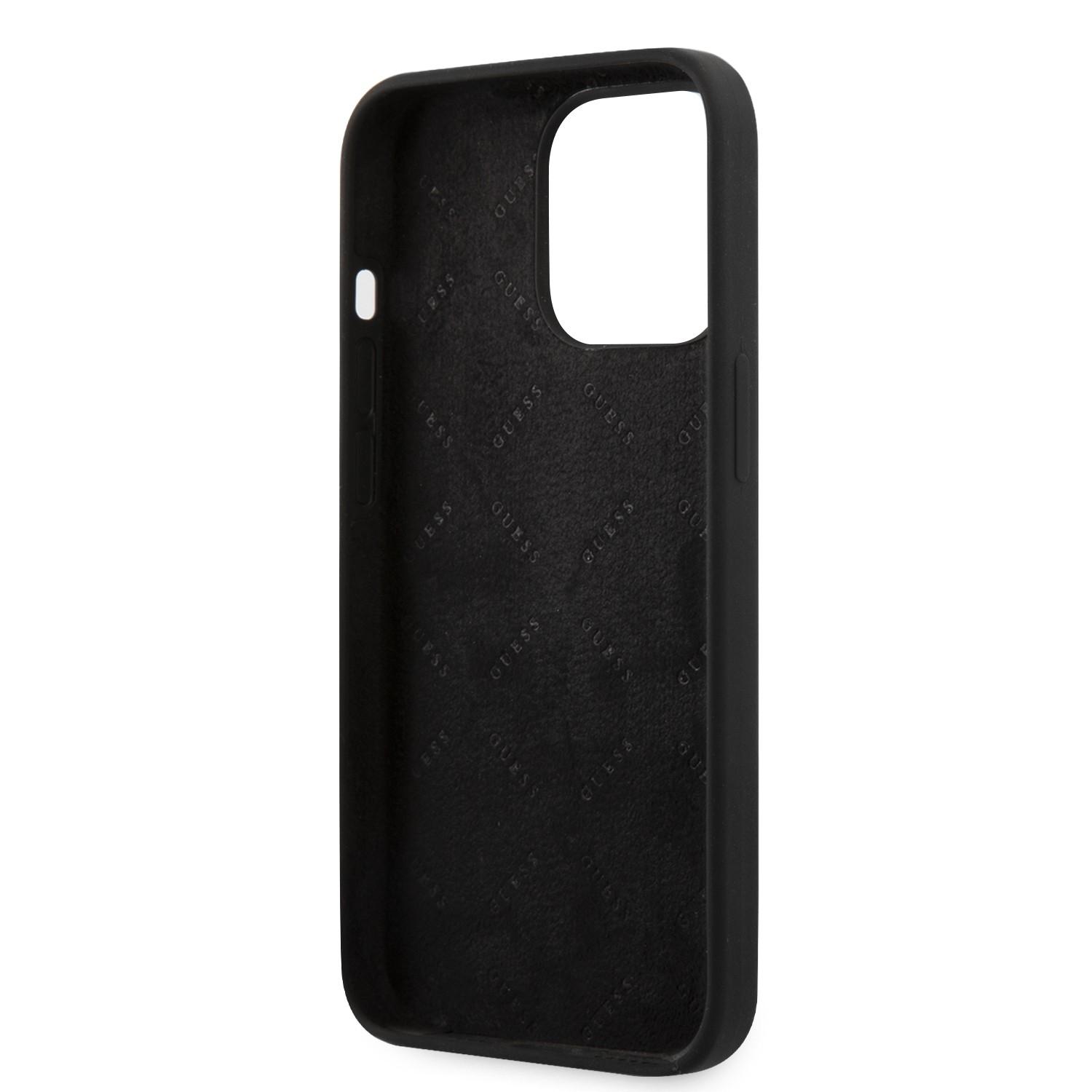 كفر ايفون 13 برو أسود جيس Guess Liquid Silicone Case Big 4G With Logo Print For iPhone 13 Pro Black - cG9zdDoxMzgyOTIz