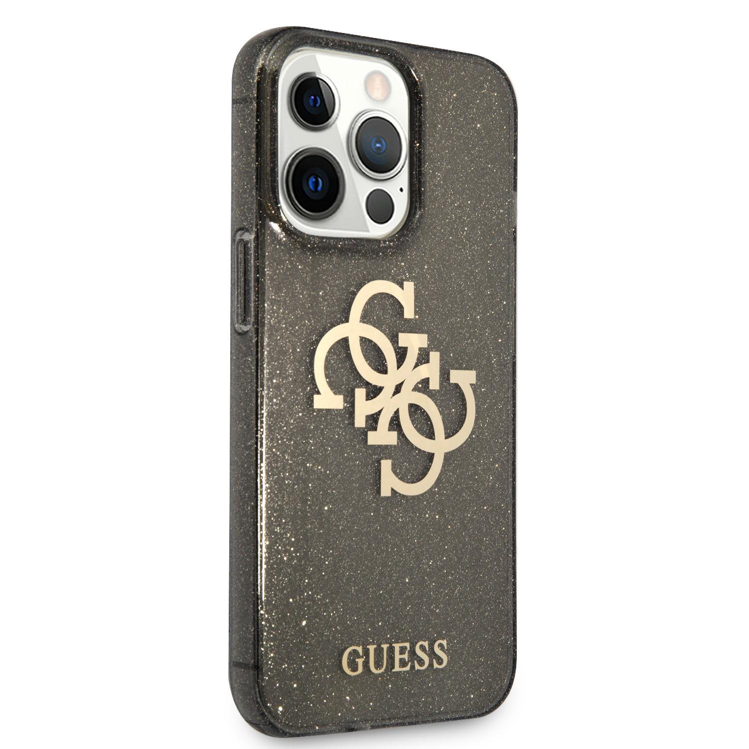 كفر ايفون 13 برو أسود جيس Guess TPU Full Glitter Cases 4G Logo For iPhone 13 Pro Black - cG9zdDoxMzgyNzA4