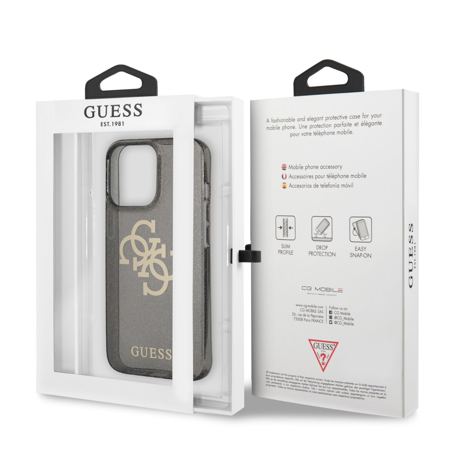 كفر ايفون 13 برو أسود جيس Guess TPU Full Glitter Cases 4G Logo For iPhone 13 Pro Black - cG9zdDoxMzgyNzIy