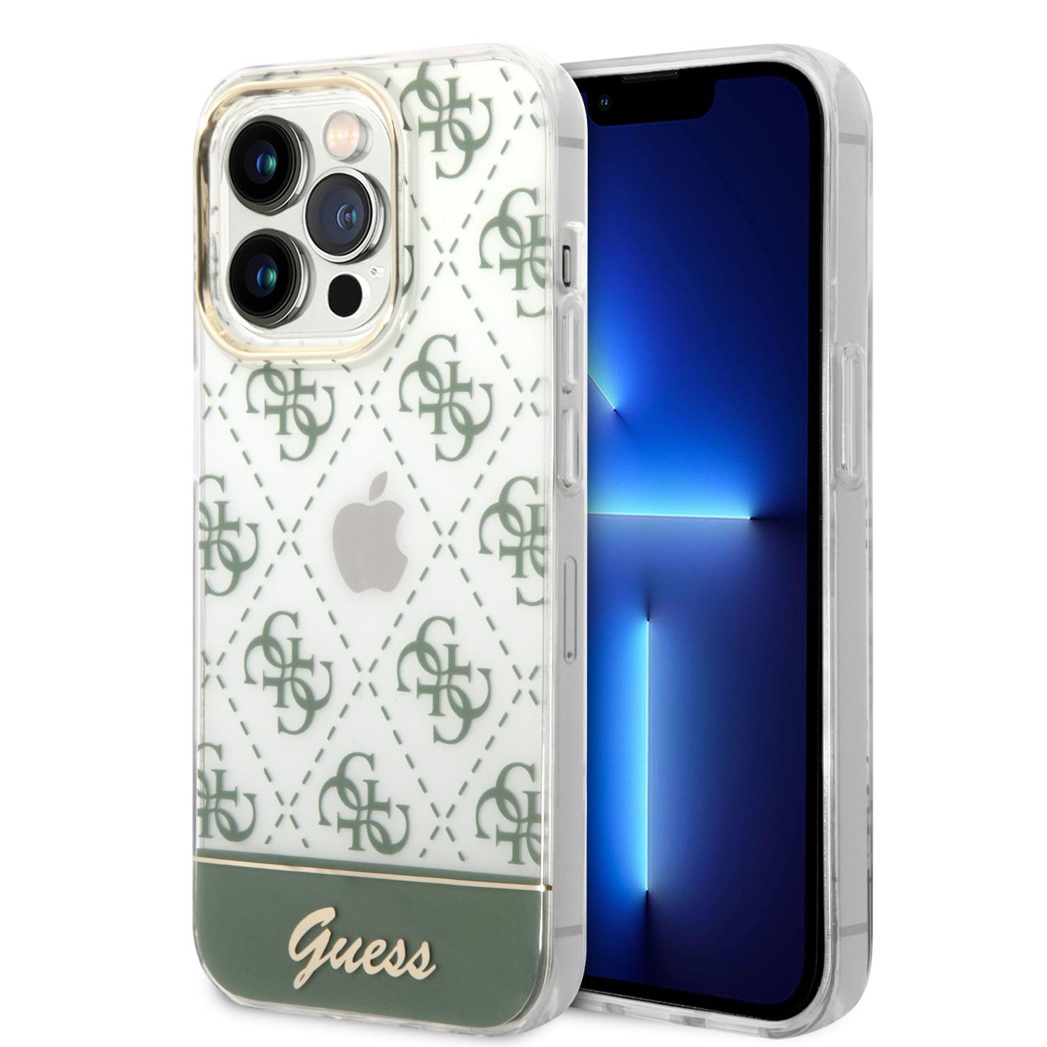 كفر ايفون 14 برو خاكي جيس Guess 4G Electro Script Hard Case for iPhone 14 Pro Kaki - cG9zdDoxMzg1MTMw