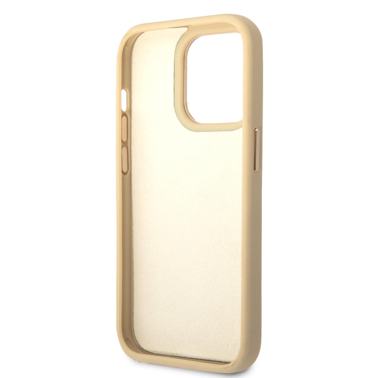 كفر حماية ايفون 14 برو ذهبي جيس Guess Pu Croco Case With Metal Camera Outline For iPhone 14 Pro Gold - cG9zdDoxMzg0MzA1