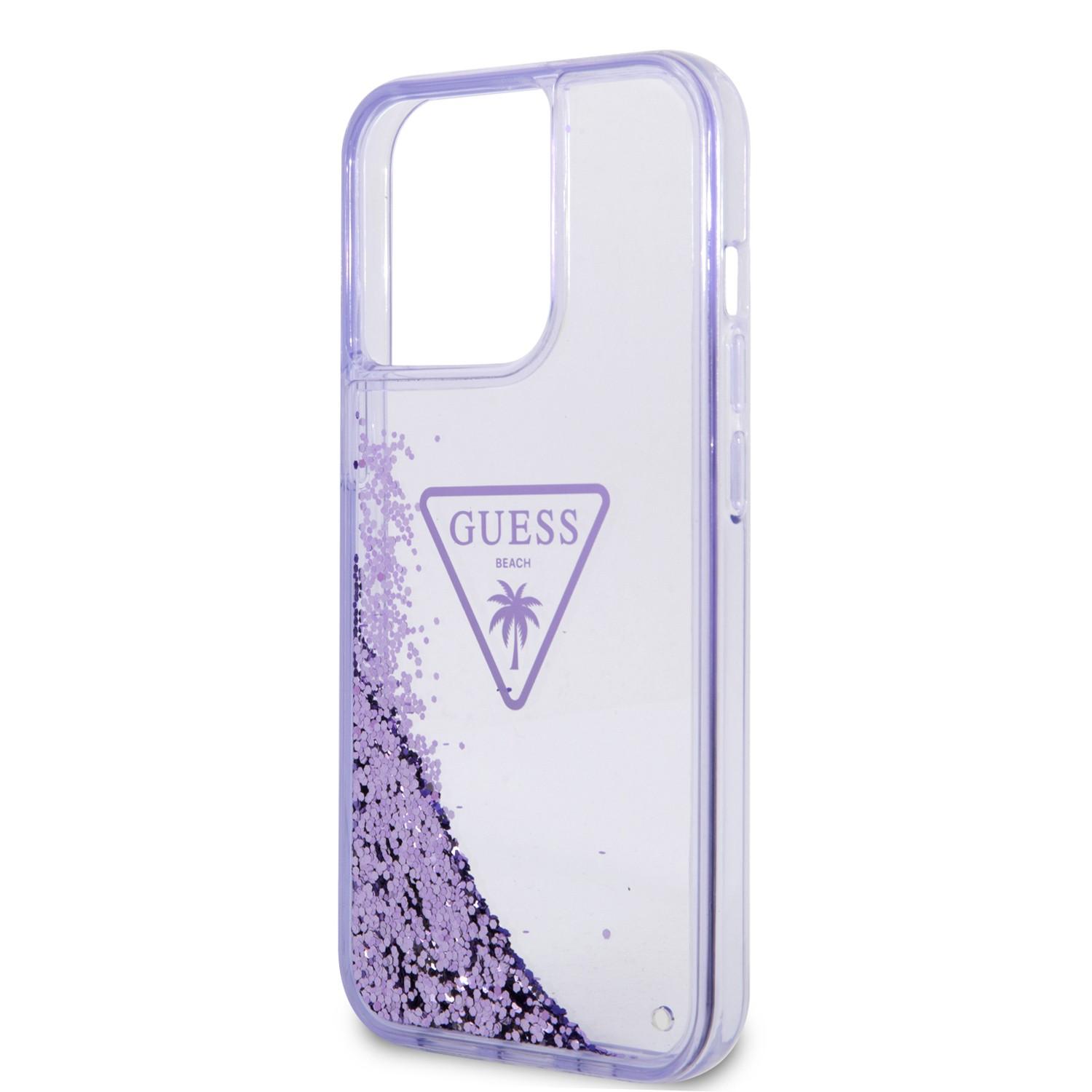كفر ايفون 14 برو نهدي جيس Guess Liquid Glitter Case With Translucent Triangle Logo For iPhone 14 Pro Purple - cG9zdDoxMzg0Nzgx