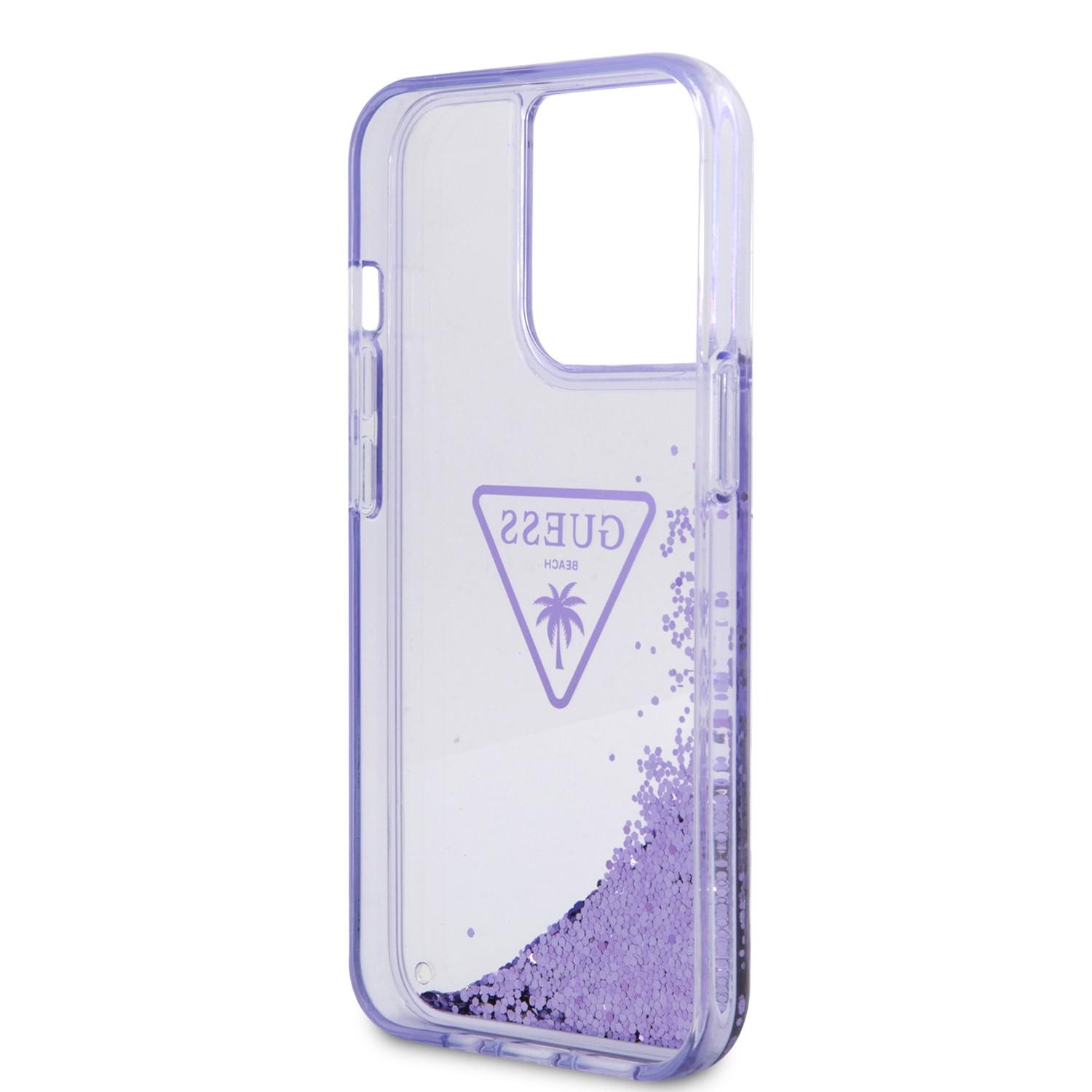 كفر ايفون 14 برو نهدي جيس Guess Liquid Glitter Case With Translucent Triangle Logo For iPhone 14 Pro Purple - cG9zdDoxMzg0Nzgz