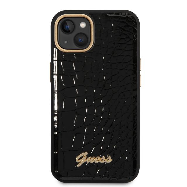 Guess Pu Croco Case With Metal Camera Outline For iPhone 14 Plus - Black [ GUHCP14MHGCRHK ] - SW1hZ2U6MTM4NjM2OA==