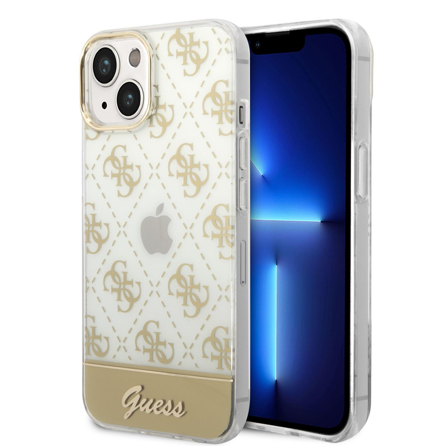 كفر ايفون 14 ذهبي جيس Guess 4G Electro Script Hard Case for iPhone 14 Gold - cG9zdDoxMzgzNDU5
