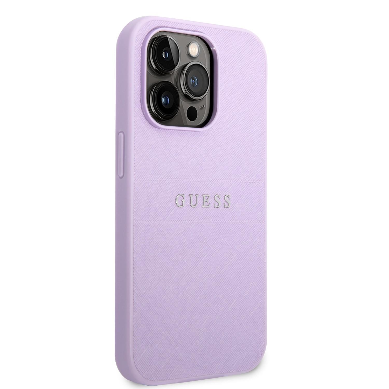 كفر ايفون 14 برو ماكس بنفسجي جيس Guess PU Saffiano Hard Case for iPhone 14 Pro Max Purple - cG9zdDoxMzg1MzI5