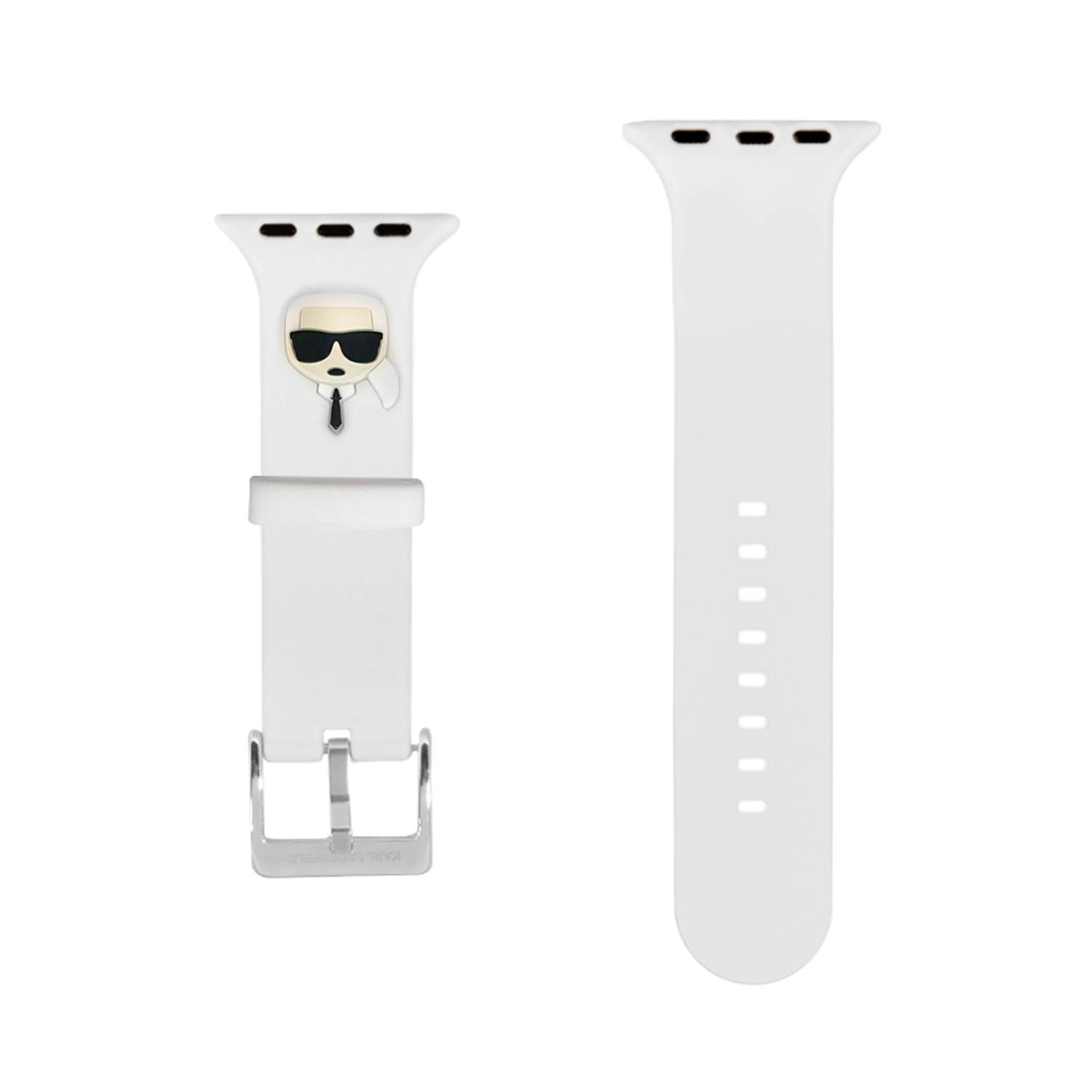سير ساعة ابل 40 و 38 مم سيليكون لون أبيض من كارل لاغرفيلد Karl Lagerfeld Strap Silicone Karl Head Logo For Apple Watch - cG9zdDoxMzg4MDgx