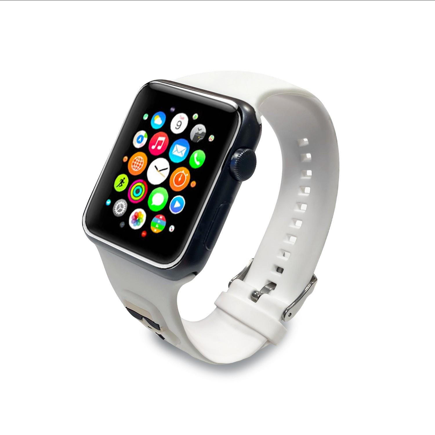 سير ساعة ابل 40 و 38 مم سيليكون لون أبيض من كارل لاغرفيلد Karl Lagerfeld Strap Silicone Karl Head Logo For Apple Watch - cG9zdDoxMzg4MDg3
