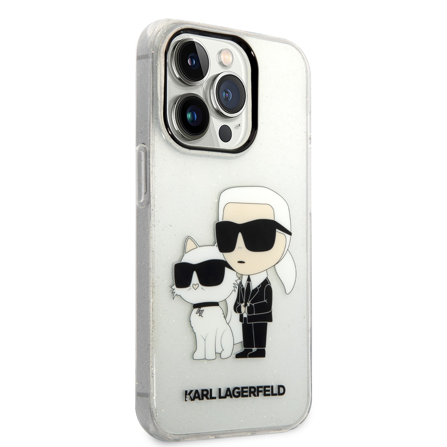 كفر جوال ايفون 14 برو ماكس لامع لون شفاف من كارل لاغرفيلد Karl Lagerfeld IML Glitter NFT Karl & Choupette Hard Case for iPhone 14 Pro Max
