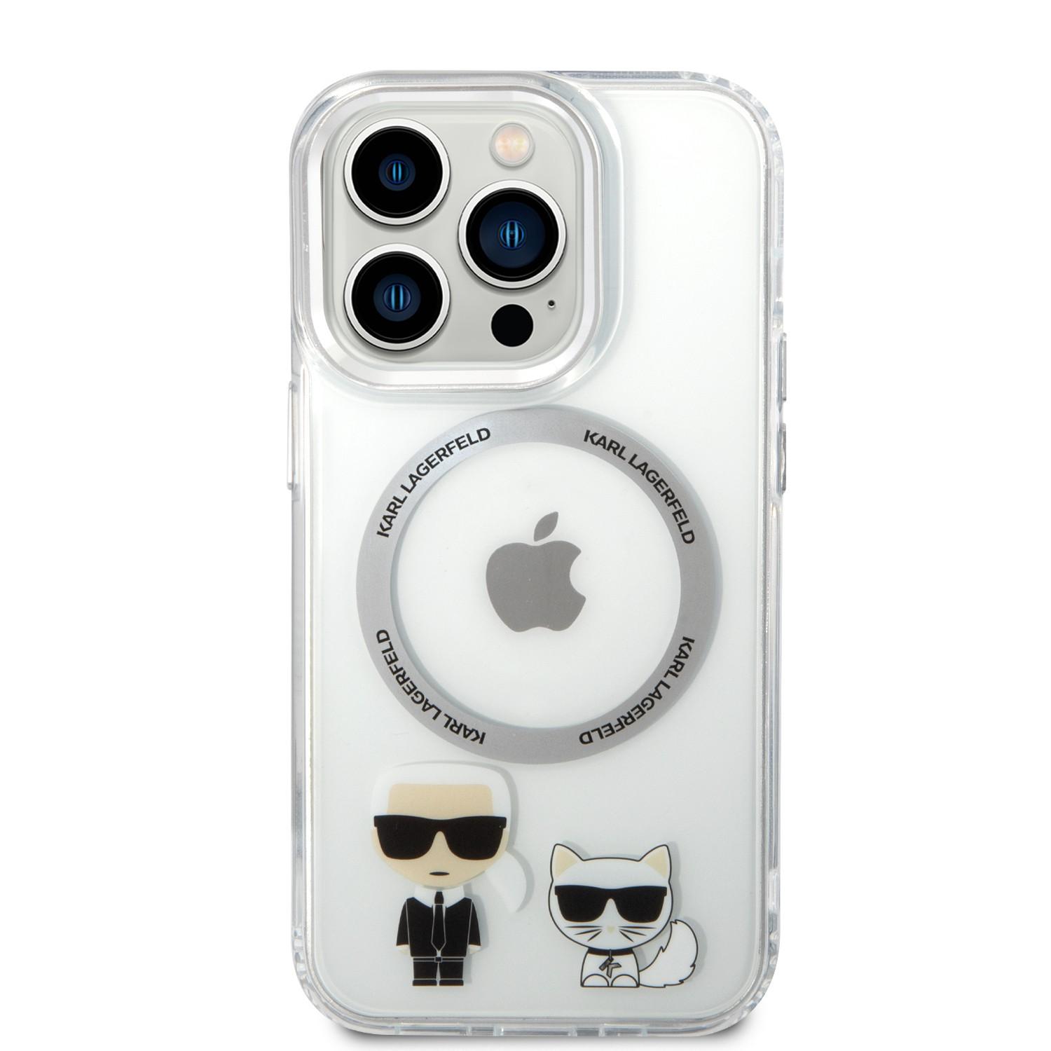 كفر جوال ايفون 14 برو ماكس ماغ سيف شفاف لون أبيض من كارل لاغرفيلد Karl Lagerfeld Magsafe PC TPU Case With Ring iPhone 14 Pro Max - cG9zdDoxMzkxMDA3