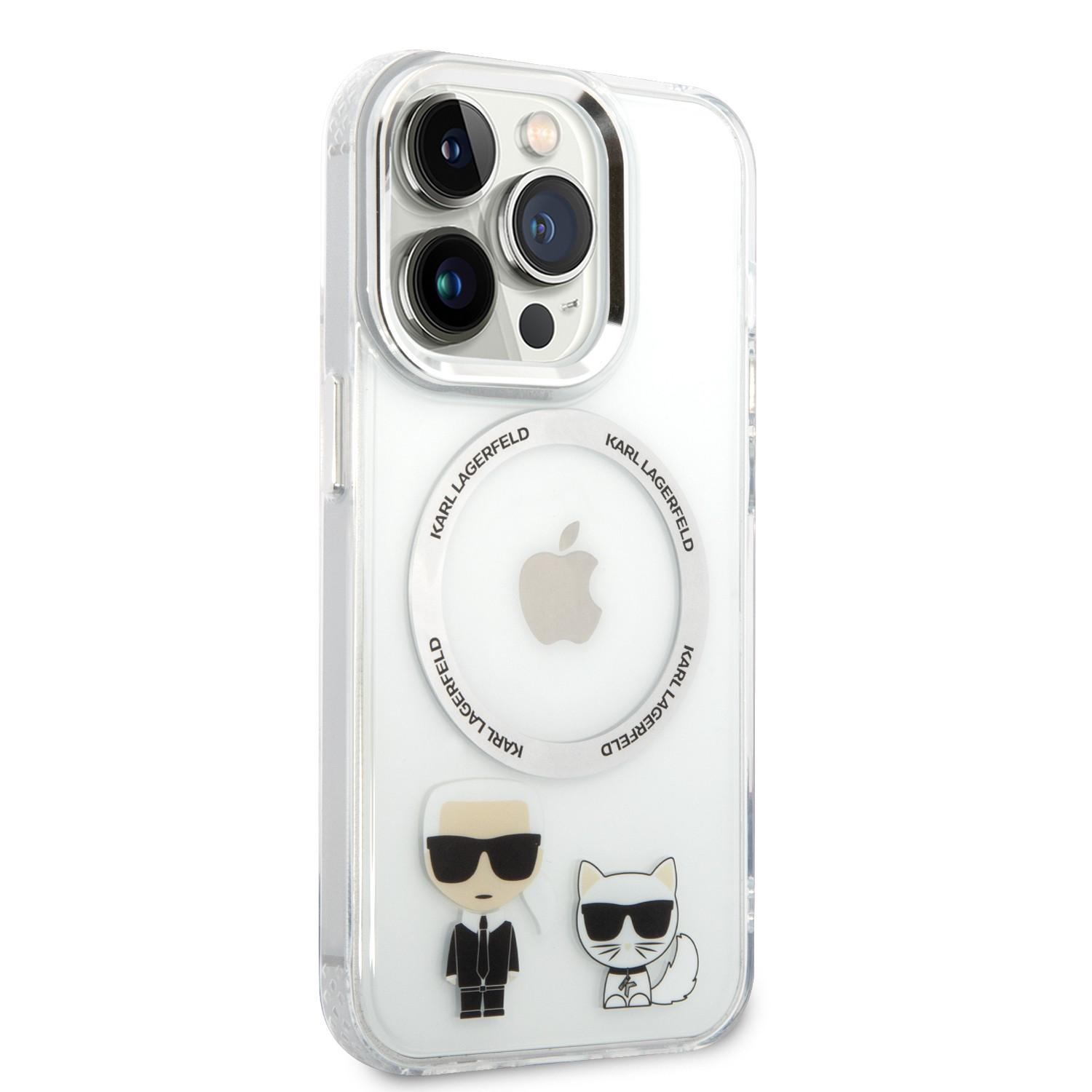 كفر جوال ايفون 14 برو ماكس ماغ سيف شفاف لون أبيض من كارل لاغرفيلد Karl Lagerfeld Magsafe PC TPU Case With Ring iPhone 14 Pro Max - cG9zdDoxMzkxMDEz