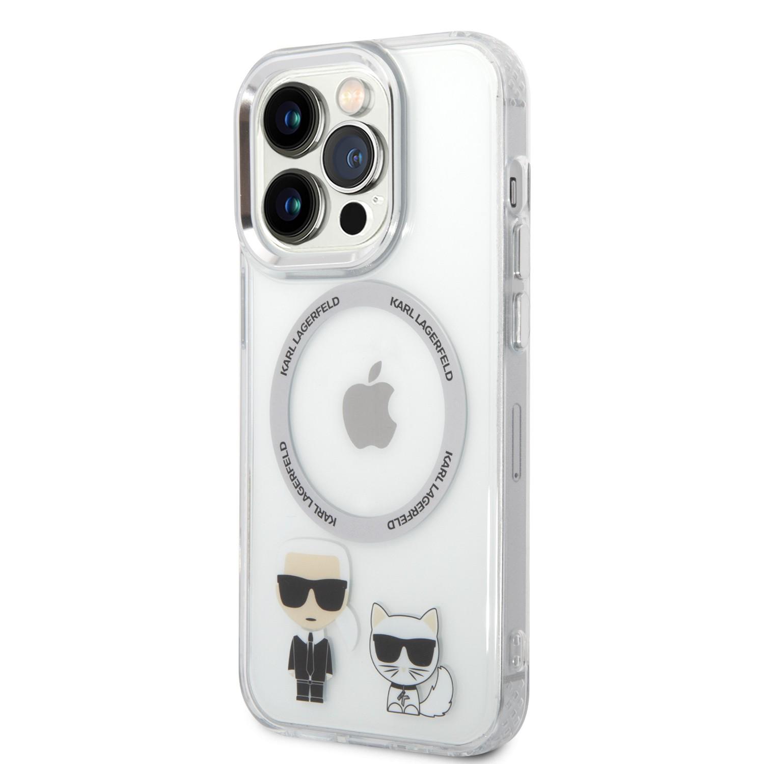 كفر جوال ايفون 14 برو ماكس ماغ سيف شفاف لون أبيض من كارل لاغرفيلد Karl Lagerfeld Magsafe PC TPU Case With Ring iPhone 14 Pro Max - cG9zdDoxMzkxMDE3