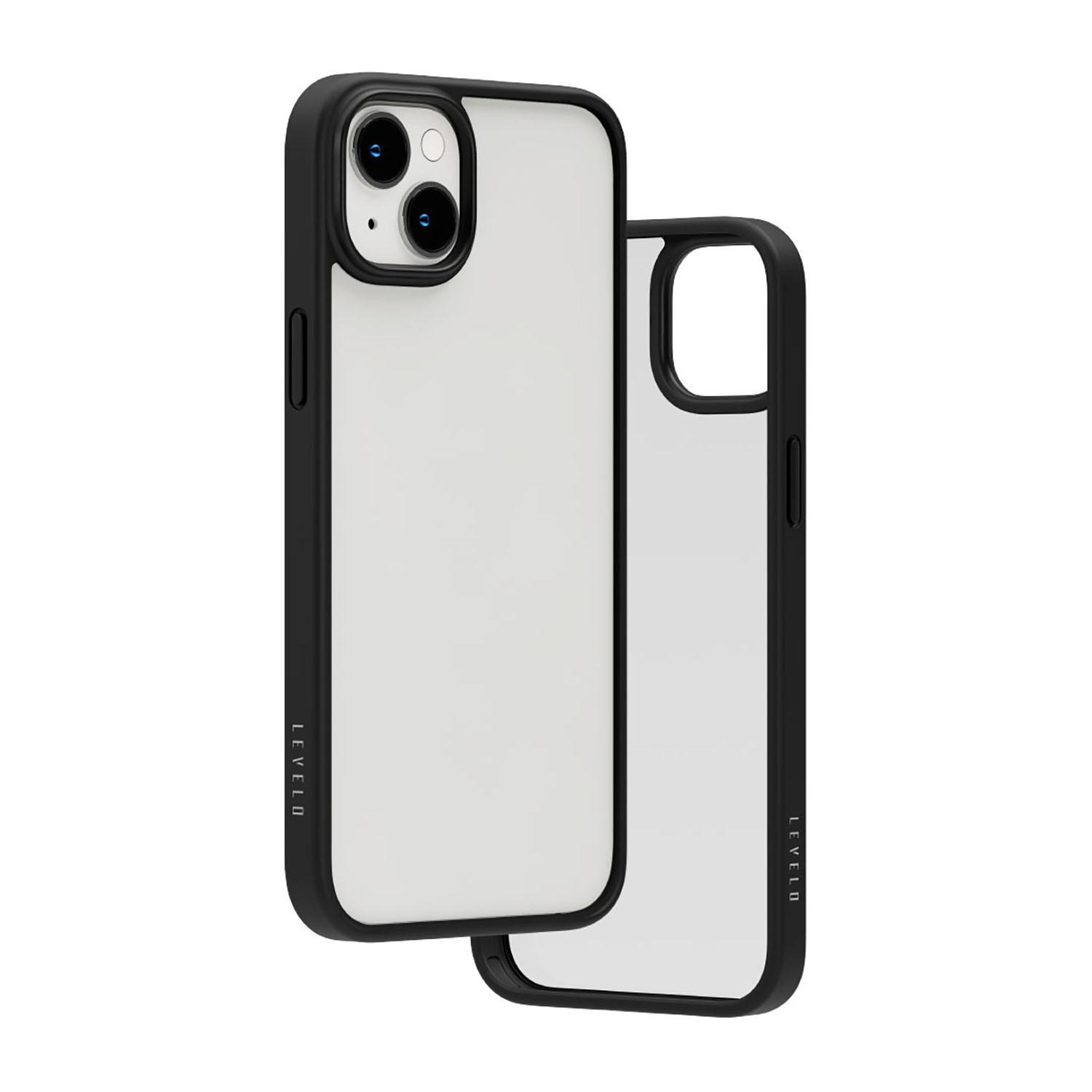كفر ايفون لجوال ايفون 14 بلاس بلون شفاف وأسود ليفيلو  Levelo Solo iPhone 14 Plus Clear Back Case Black - cG9zdDoxMzk0MzI3