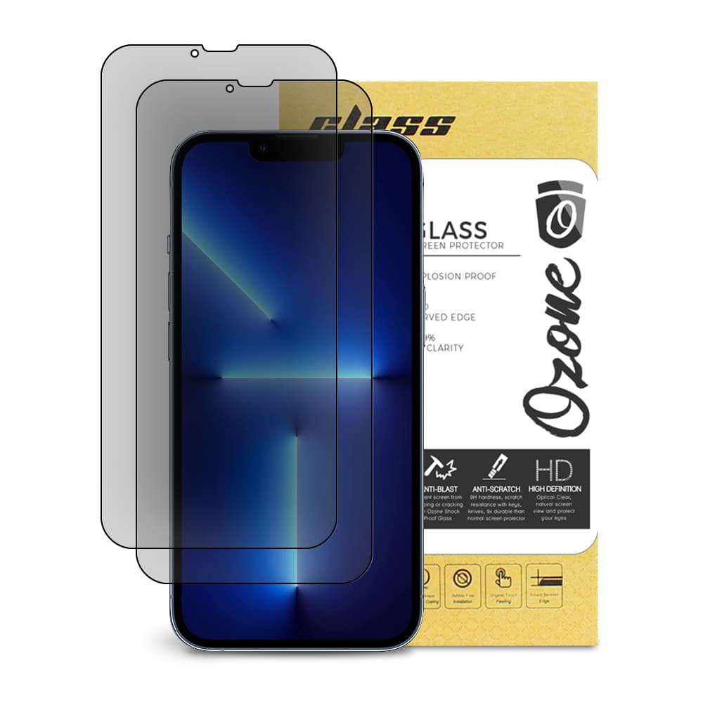 شاشة الملاقيف زجاجية عدد 2 لايفون 13 برو MAX او اوزون O Ozone Privacy Screen Protector Compatible for iPhone 13 Pro Max