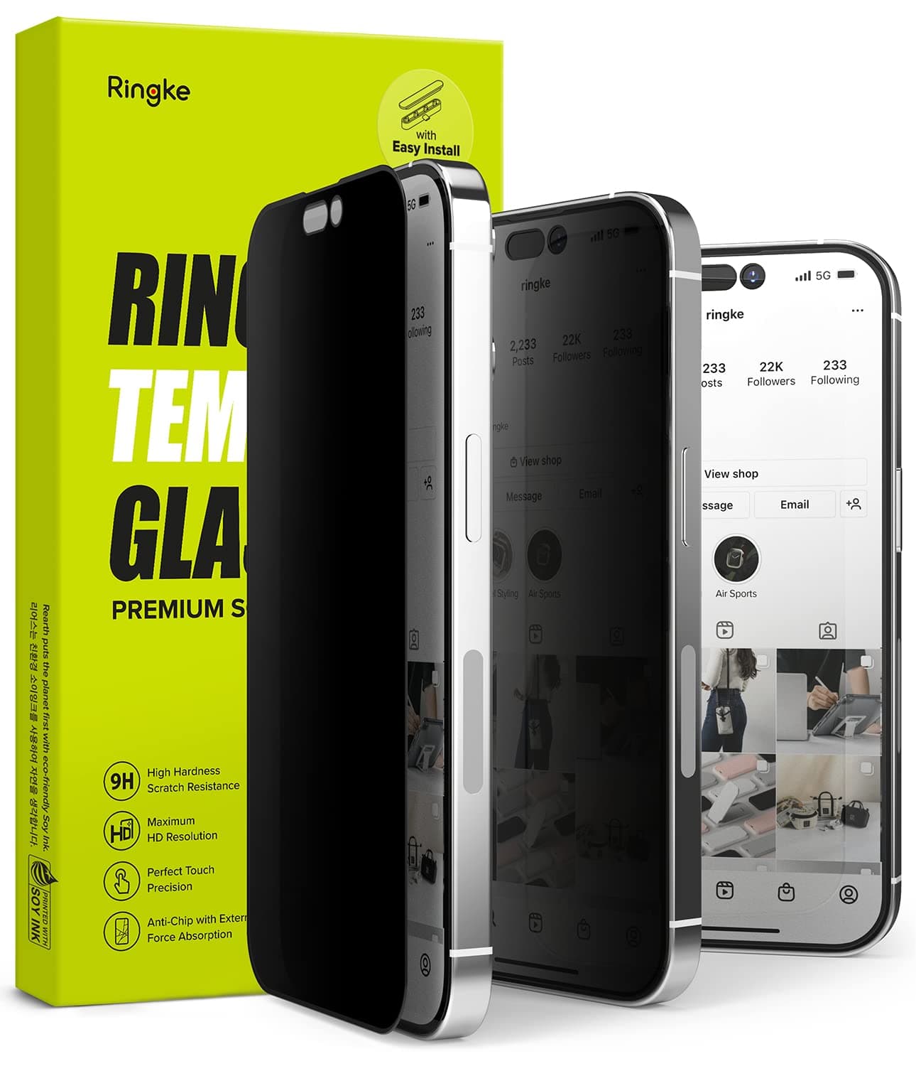 لاصقة حماية شاشة لهاتف ايفون 14 برو زجاج رينجكي Ringke Privacy Glass Compatible with iPhone 14 Pro