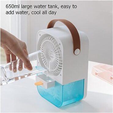 مكيف متنقل صغير بورودو 2000 مللي أمبير Porodo Water & Ice Nano Mist Cooling Fan - 2}