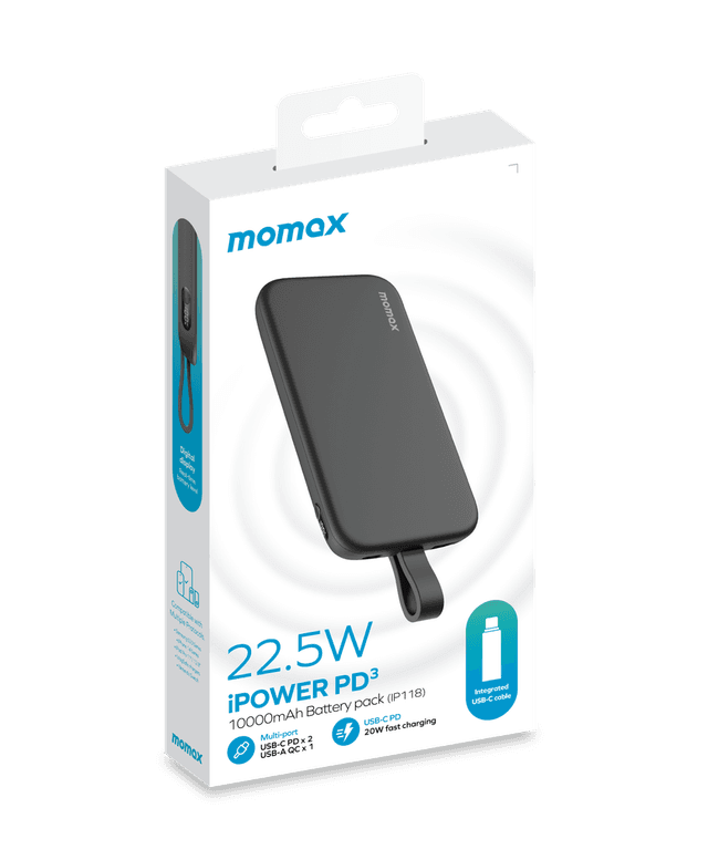 Momax ipower pd 3 10000mah battery pack black - SW1hZ2U6MTQ2Mjc5Ng==