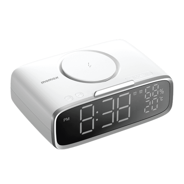 Momax q.clock 5 digital clock with wireless charger white - SW1hZ2U6MTQ1OTcwMA==