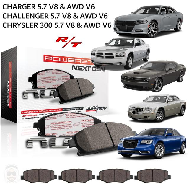 Dodge V8 RT 5.7L & V6 AWD Charger Challenger Chrysler 300 (2005 to 2022) - Carbon Fiber Ceramic Brake Pads by PowerStop NextGen - SW1hZ2U6MTkxOTY0MQ==