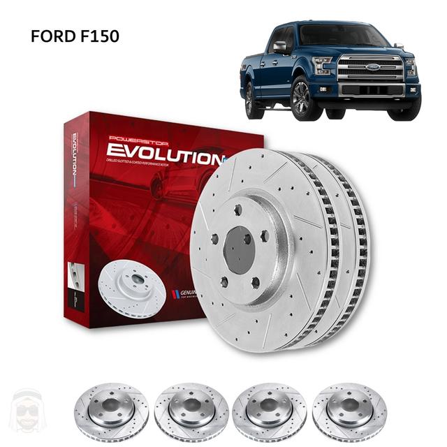 Ford F150 2015 to 2020 - Drilled and Slotted Brake Disc Rotors by PowerStop Evolution - SW1hZ2U6MTkxOTY2Mg==