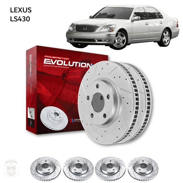 Lexus LS430 - Drilled and Slotted Brake Disc Rotors by PowerStop Evolution - SW1hZ2U6MTkxOTczMA==