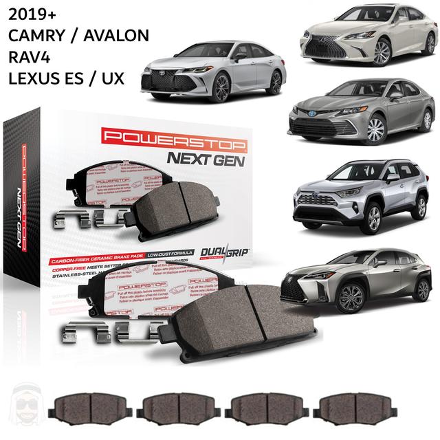 Toyota Camry Avalon RAV4 Lexus ES UX 2019 to 2022 - Carbon Fiber Ceramic Brake Pads by PowerStop NextGen - SW1hZ2U6MTkxOTYyOQ==