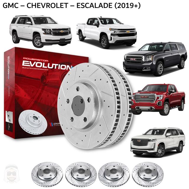 GMC Chevrolet 2019+ (Sierra Yukon Denali Silverado Escalade) - Drilled and Slotted Brake Disc Rotors by PowerStop Evolution - SW1hZ2U6MTkxOTc4MA==