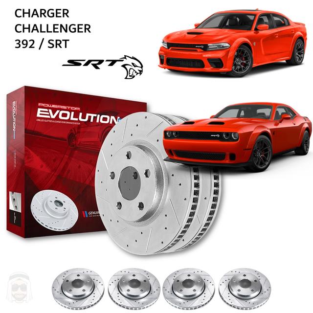 Dodge SRT 392 Hellcat Charger Challenger (2015 to 2022) - Drilled and Slotted Brake Disc Rotors by PowerStop Evolution - SW1hZ2U6MTkxOTYzMw==