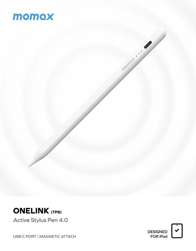 قلم ايباد ون لينك اكتيف 4.0 من موماكس لون أبيض Momax onelink active stylus pen 4.0 for ipad - SW1hZ2U6MTQ1ODY0Nw==