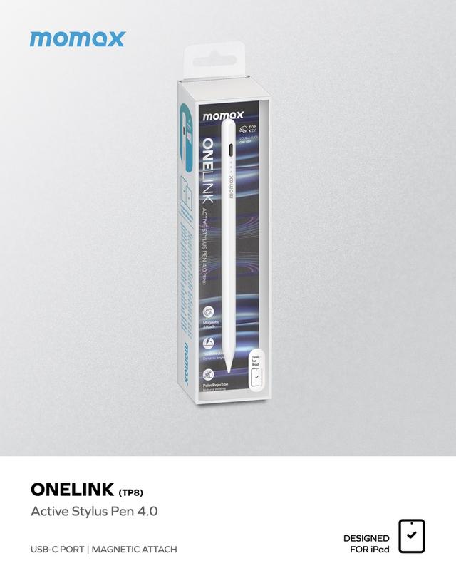 قلم ايباد ون لينك اكتيف 4.0 من موماكس لون أبيض Momax onelink active stylus pen 4.0 for ipad - SW1hZ2U6MTQ1ODY1OQ==