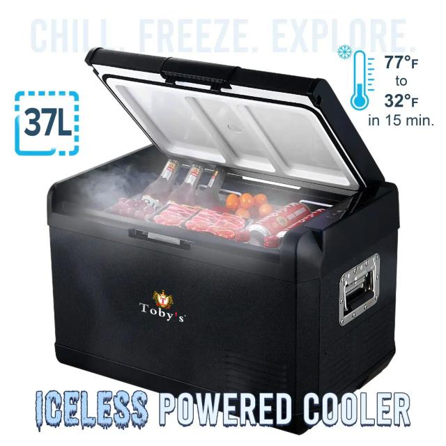 ثلاجة للرحلات مع فريزر 37 لتر 12 فولت توبيز Toby's TR-37 Electric Cooler Portable Refrigerator Freezer - SW1hZ2U6bnVsbA==