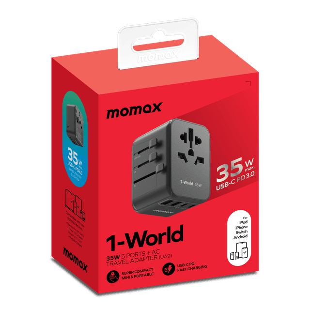 Momax 1world pd35w 5 ports ac travel charger black - SW1hZ2U6MTQ2MjE3Nw==