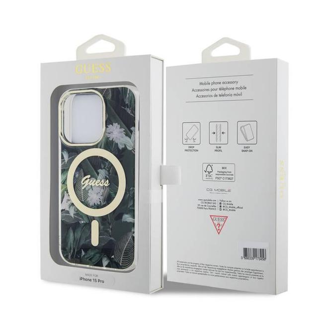 Guess Magsafe IML Case with Jungle Pattern for iPhone 15 Promax - Kaki - SW1hZ2U6MTYyOTk2OA==